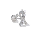 Orecchino a lobo a croce in argento con perle bianche e chiusura a vite - Stile zircone perla a croce X (EGD0861) / Argento