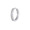 Créoles huggie en argent ornées d'une rangée de zircons blancs étincelants - Argent (EK00186)