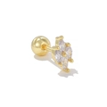 Golden flower helix earring with marquise-cut white zircon and threaded ball back - Marquise Zircon Cluster Style (EGD1469) / Gold