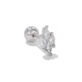 Silver screw-back stud earring featuring marquise-cut clear stones in a leaf cluster design - Marquise Zircon Cluster Style (EGD1469) / Silver