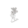 Silver butterfly cartilage earring with sparkling zircon and white inlay detail - Overlapping Double Butterfly (EGD0197 White K)