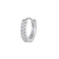 Boucles d'oreilles Huggie en argent avec une rangée de zircons blancs sertis griffes - Argent (EK00179)