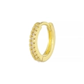 Boucle d'oreille huggie en or poli avec double rangée de zircons cubiques scintillants - Or (EK00181)
