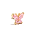 Elegant gold butterfly piercing stud with pink zircon gemstones on a white background - Pink Zircon Butterfly (EGD0200 Gold)