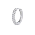 Boucles d'oreilles huggie en argent poli avec une rangée de zircons ronds blancs - Argent (EK00181)