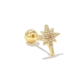 Orecchini a perno a stella dorata con micro zirconi e chiusura a vite sicura - Stile Stella Polare (EGD1357) / Oro