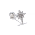 Orecchino a perno a stella ottagonale placcato argento con intarsio in zircone - Stile Stella Polare (EGD1357) / Argento