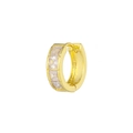 Gold huggie hoop earrings with four square zircon stones in a polished minimalist style - Single Row Square Zirconia (EK00160) / Gold