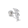 Orecchino a bottone argento con tre zirconi quadrati e chiusura a vite sicura - Stile Triple Zircone Quadrato (EGD1368) / Argento