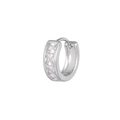 Minimalist silver huggie hoop earring with three princess cut zircon stones - Channel Set Square Zirconia (EK00161) / Silver