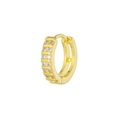 Elegant gold huggie earrings with micro-pave clear cubic zirconia stones in double rows - Double Row Round Zirconia (EK00163) / Gold