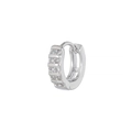 Boucle d'oreille huggie argentée avec quatre rangées de zircons brillants en micro-pavage - Zircon Micro Pavé à Plusieurs Rangées (EK00162) / Argent