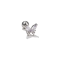 Silver butterfly cartilage stud with lavender and white marquise-cut zircons and screw back - Cyan Winged Butterfly (EGD0361 White K)