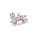 Orecchino a perno curvo con zirconi marquise rosa, base argento e chiusura a vite - Stile Ventaglio Marquise Rosa (EGD1618) / Argento