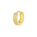 Créoles classiques plaquées or 18 carats avec oxydes de zirconium blancs sertis - Zircon Micro Pavé à Plusieurs Rangées (EK00162) / Or