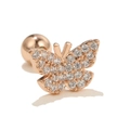 Rose gold butterfly cartilage earring with white cubic zirconia and screw ball back - Pave Zircon Butterfly (EGD0380 Rose Gold)