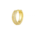 Boucles d'oreilles huggie dorées avec double rangée de zircons micro-pavés - Zircon Rond à Double Rangée (EK00164) / Or
