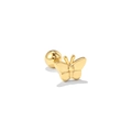 Golden butterfly stud earring with sparkling zircon and secure ball back screw - Polished Minimalist Butterfly (EGD0381 Gold)
