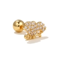 Golden heart-shaped cartilage stud earring with pave-set clear zircon and screw back - Full Zircon Heart Style (EGD0542 Gold)