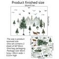 Watercolor forest wall sticker set with mountains and deer, 95x75cm Nordic home decor - 30*60cm*2 Sheets
