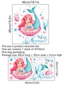 Detalle de adhesivo de pared de sirena con motivos de conchas y corales para habitación infantil - Sirena
