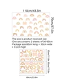 Detail of DIY rainbow wall stickers showing 110x70cm layout and 30x60cm sheet dimensions - Rainbow Rabbit Style