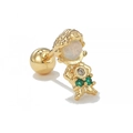 Goldener Tier-Ohrknorpelstecker mit Opal-Kopf und grünen Edelstein-Füßen - Cartoon-Figur Gold (EGD1438 Gold)