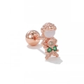 Cartoon-Ohrstecker in Roségold mit weißem Opal und grünen Edelstein-Akzenten - Cartoon-Figur Roségold (EGD1438 Roségold)