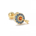 Bogenschiessen Gold Ohrstecker mit rotem Herz Zielscheibe Design und blauen Steinen - Zielscheibe Stil Gold (EGD1439 Gold)