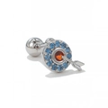 Tier-Serie Zielscheiben-Ohrstecker aus Edelstahl mit blauen Zirkonia und orangefarbenem Stein - Zielscheibe Stil Silber (EGD1439 Silber)
