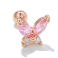 Rose gold butterfly cartilage stud featuring pink marquise crystals and ball back - Agile Pink Butterfly (EGD0696 Pink Rose Gold)