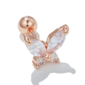 Rose gold butterfly cartilage earring with sparkling marquise cut zircon and ball back - Agile White Butterfly (EGD0696 White Rose Gold)