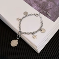 Bracciale a catena retrò in acciaio inossidabile con ciondoli a stella e moneta tonda - Bracciale Medaglia Retro Stella Moneta (TS 040 圆牌手链)