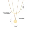 Collar de doble capa de acero de titanio oro 18K con colgante redondo grabado - Collar de Doble Capa con Etiqueta Redonda 520 Smiley Face / Dorado
