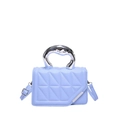 Lilac quilted crossbody bag with modern irregular silver metal handle and chain strap - Blue