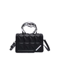 Bolso bandolera negro acolchado con asa plateada metálica y diseño vanguardista - Negro