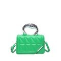 Bolso bandolera verde brillante acolchado con elegante asa de metal plateado - Verde