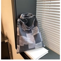 Sac seau rétro en patchwork de denim bleu et gris avec une grande capacité de rangement - Noir