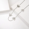 Double-layered titanium steel butterfly necklace with four hollow charms for women - Hollow Butterfly Double Layer Style (T0171)