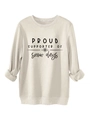 Détail d'un sweat en polaire crème avec impression graphique PROUD SUPPORTER OF snow days - S / Sable (Imprimé Noir)