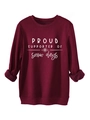 Détail d'un sweat en polaire bordeaux avec imprimé blanc et poignets côtelés doux - S / Rouge Vin (Imprimé Blanc)