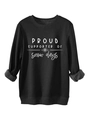 Detailed view of fleece lining on black sweatshirt with ribbed cuffs and snow print - Black (White Print)