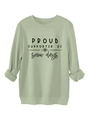 Detail of light green sweatshirt sleeve cuff and soft plush knitted fabric texture - Olive Green (Black Print)