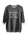Detail of dark grey fleece sweatshirt showing soft white sherpa lining and ribbed cuffs - Dark Gray (White Print)