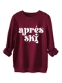 Detalle de la sudadera granate Après Ski con forro suave y estampado blanco de invierno - S / Burdeos