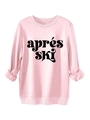 Detailansicht eines rosa Après-Ski-Sweatshirts mit Fleece und Rippbündchen am Saum - Rosa