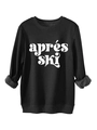 Detail des dicken Fleecefutter und Rippbündchen am schwarzen Après-Ski-Sweatshirt - Schwarz