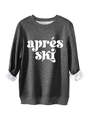 Details des Après-Ski-Sweatshirts mit dickem Fleece-Futter und Rippbündchen auf Dunkelgrau - Dunkelgrau