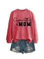 Flat lay of pink Gymnastics Mom sweatshirt with blue denim shorts on white background - Red (Black Font)