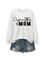 Detail view of Gymnastics MOM sweatshirt paired with vintage distressed denim shorts - Off-White (Black Font)